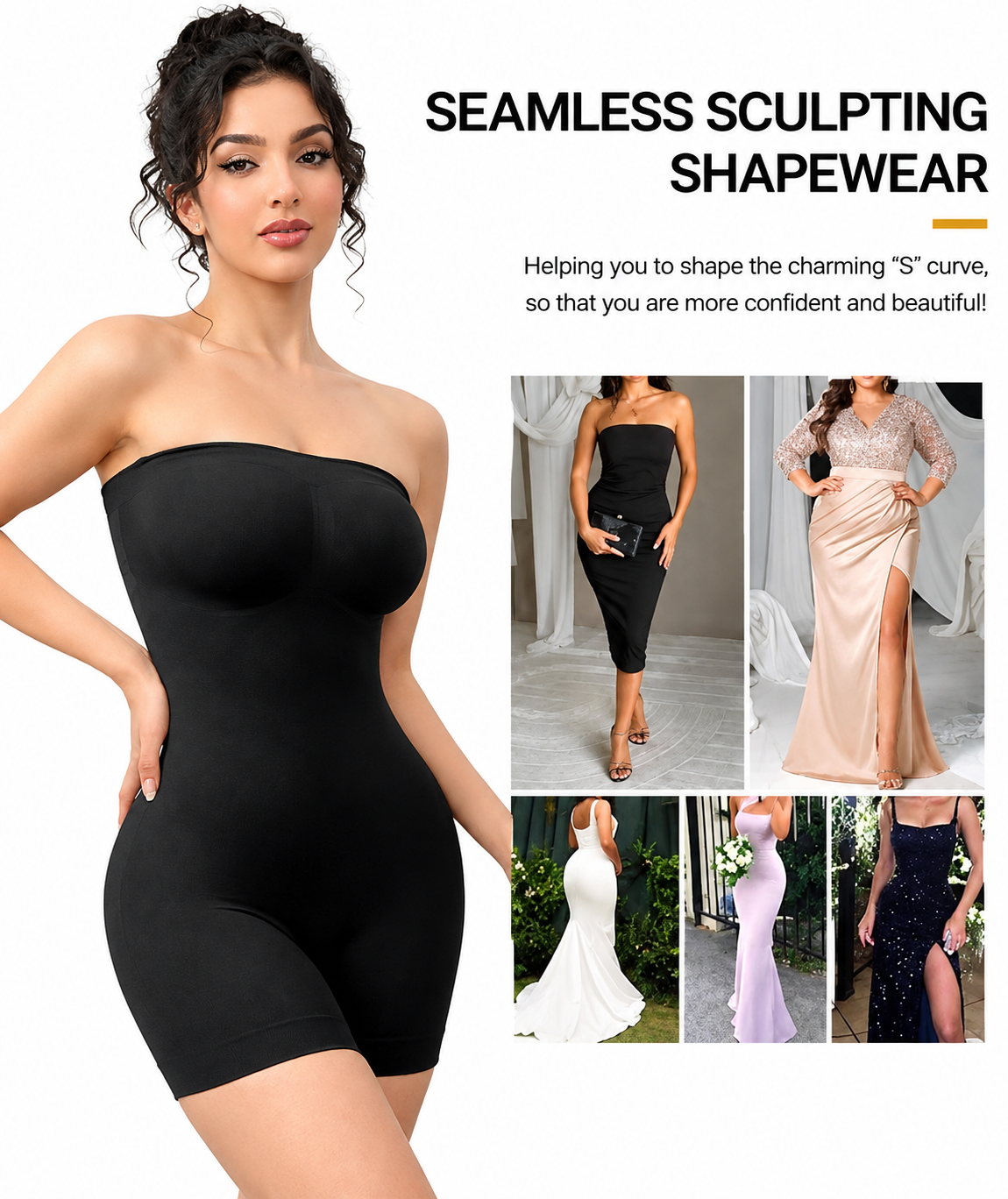Novalux Off-Shoulder Bandeau Shapewear Bodysuit