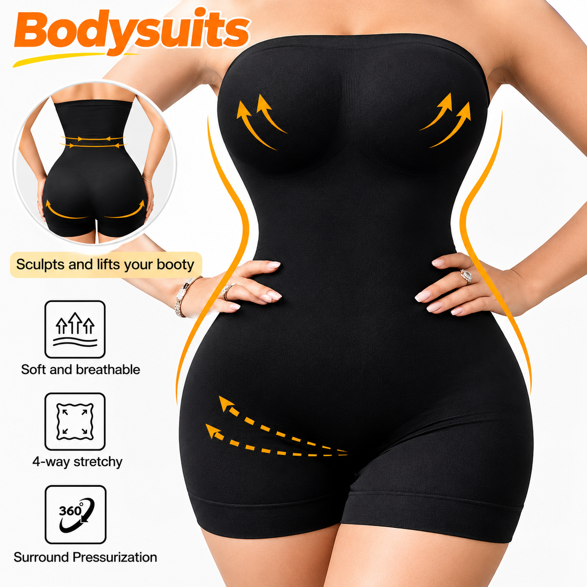 Novalux Off-Shoulder Bandeau Shapewear Bodysuit